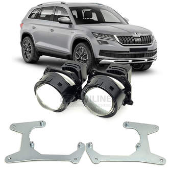 Линзы для фар Skoda Kodiaq I (NS7) дорестайл [2016-2022] линзованный галоген для замены на светодиодные Би-ЛЕД модули
