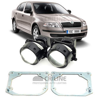 Линзы для фар Skoda Octavia II (A5) дорестайл [2004-2009] галоген для замены на светодиодные Би-ЛЕД модули