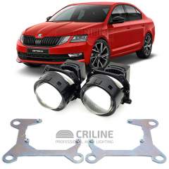 Линзы для фар Skoda Octavia III (A7) рестайл [2016-2020] галоген (рынок Китай) для замены на светодиодные Би-ЛЕД модули