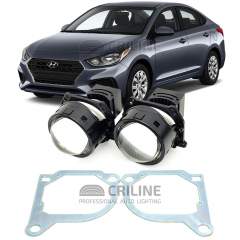 Линзы для фар Hyundai Accent V (YC) дорестайл [2017-2022] галоген для замены на светодиодные Би-ЛЕД модули