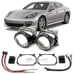 Линзы для фар Porsche Panamera дорестайл [2009-2013] (обманки в комплекте) для замены на светодиодные Би-ЛЕД модули