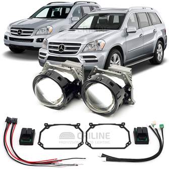 Линзы для фар Mercedes-Benz GL-Class (X164) [2006-2012] ксенон (обманки в комплекте) для замены на светодиодные Би-ЛЕД модули