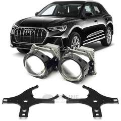 Линзы для фар Audi Q3 II (F3) дорестайл [2018-н.в.] для замены на светодиодные Би-ЛЕД модули