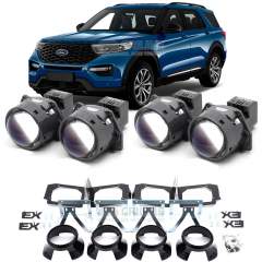 Линзы для фар Ford Explorer VI (U625) дорестайл [2019-2023] 4 линзы для замены на светодиодные Би-ЛЕД модули