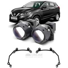 Линзы для фар Nissan Qashqai II (J11) рестайл [2017-2022] галоген для замены на светодиодные Би-ЛЕД модули