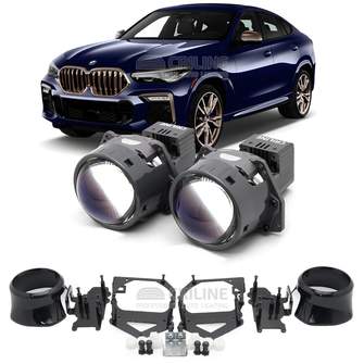 Линзы для фар BMW X6 III (G06) [2017-2023] для установки 2-го модуля (вместо декоративной заглушки) для замены на светодиодные Би-ЛЕД модули