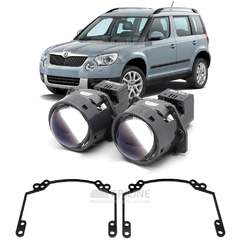 Линзы для фар Skoda Yeti I (5L) [2009-2014] для замены на светодиодные Би-ЛЕД модули