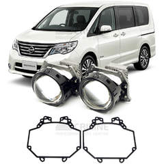 Линзы для фар Nissan Serena IV (C26) рестайл [2013-2016] галоген для замены на светодиодные Би-ЛЕД модули