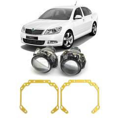 Ремкомплект для фар Skoda Octavia рестайлинг 2 поколение A5 [2008-2013] для замены штатных линз на модули Hella 3R