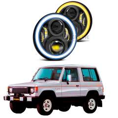 Светодиодные фары Criline Black Round для Mitsubishi Pajero 1 поколение