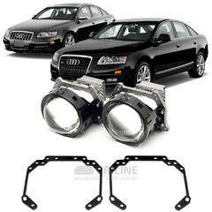 Линзы для фар Audi A6 C6 [2004-2011] для замены на светодиодные Би-ЛЕД модули
