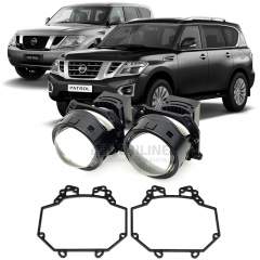 Линзы для фар Nissan Patrol (Y62) [2010-2019] для замены на светодиодные Би-ЛЕД модули