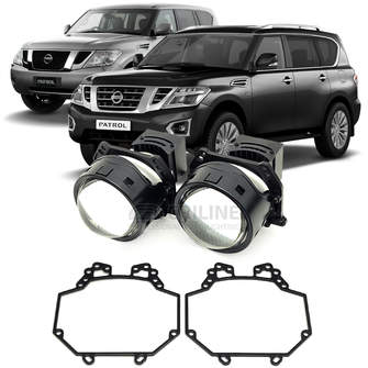 Линзы для фар Nissan Patrol (Y62) [2010-2019] для замены на светодиодные Би-ЛЕД модули