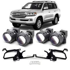 Линзы для фар Toyota Land Cruiser (200) [2015-2021] LED под 4 модуля для замены на светодиодные Би-ЛЕД модули