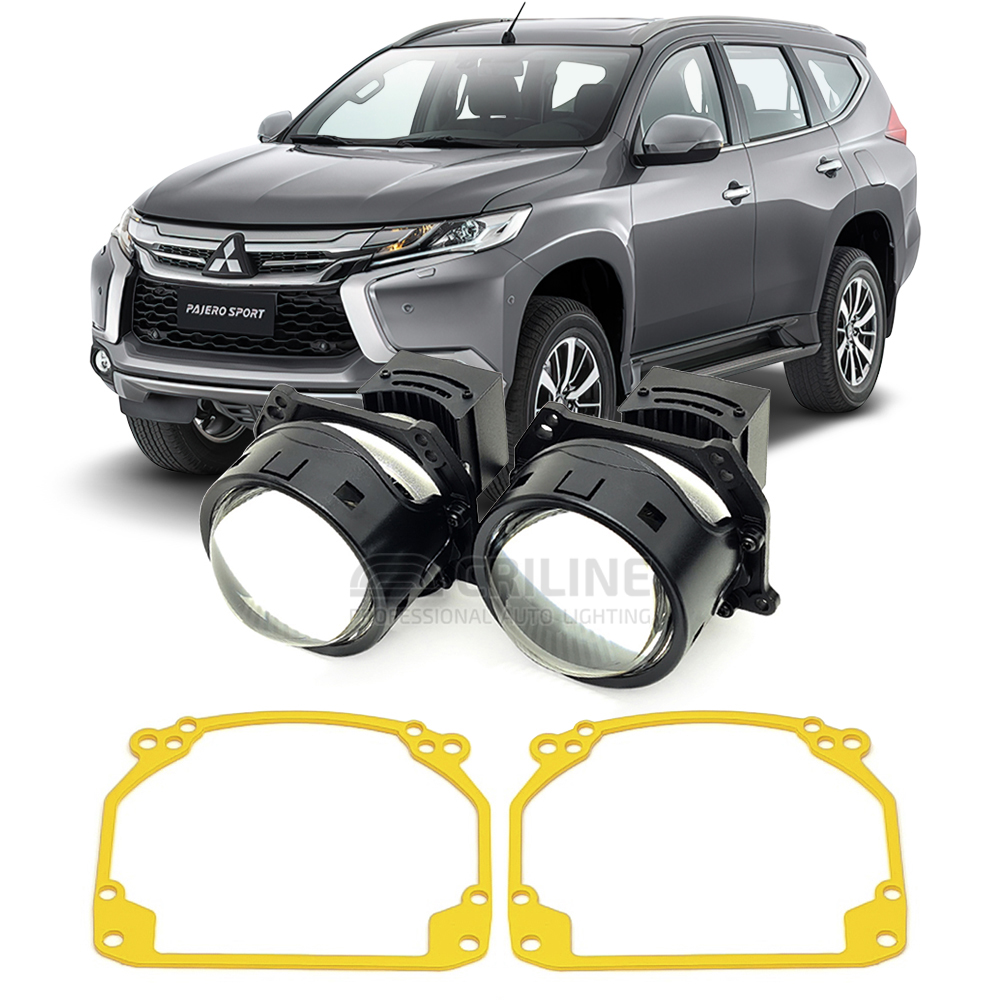 Линзы для фар Mitsubishi Pajero Sport III (KS) дорестайл [2016-2021] для замены на светодиодные Би-ЛЕД модули