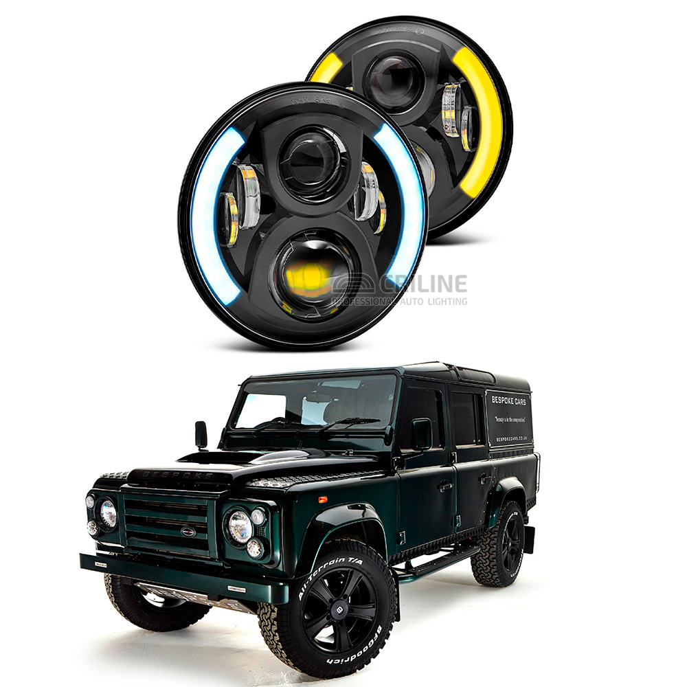 Светодиодные фары Criline Black Side для Land Rover Defender