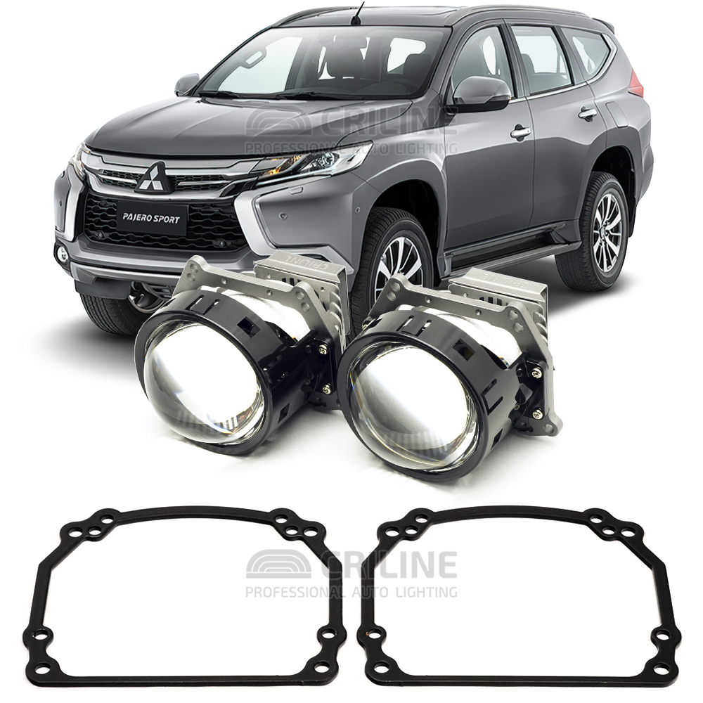 Линзы для фар Mitsubishi Pajero Sport III дорестайл [2015-2021] галоген для замены на светодиодные Би-ЛЕД модули