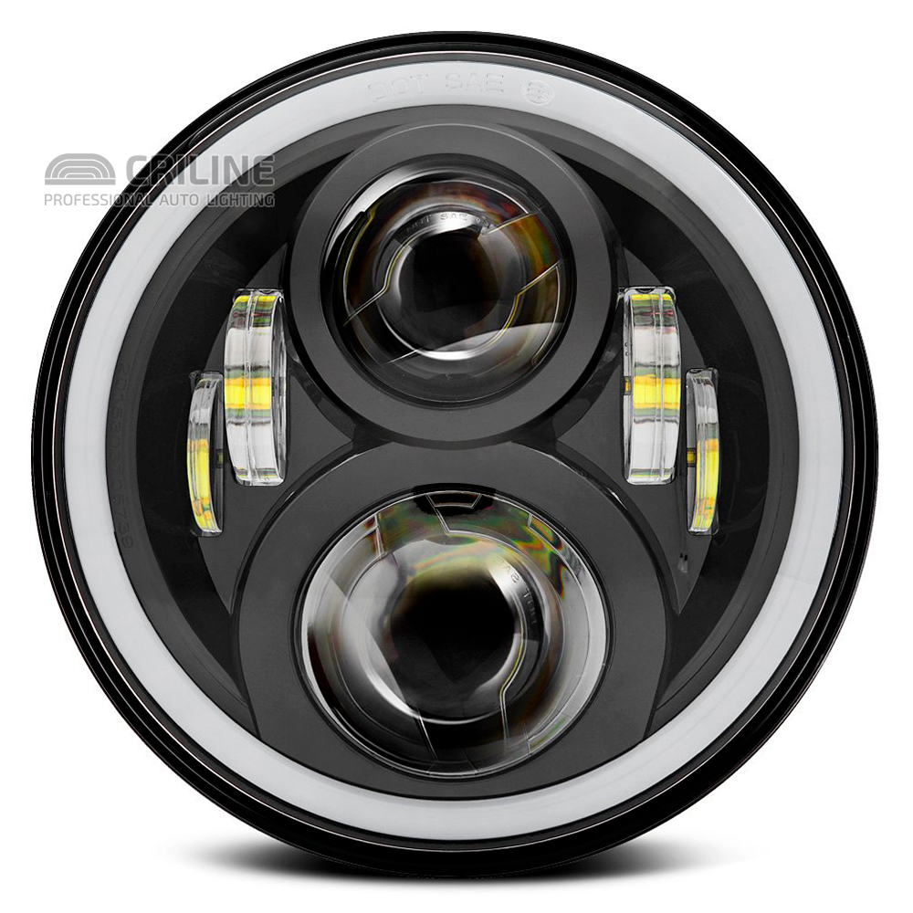 Светодиодные фары Нива, УАЗ с ДХО и поворотником - Criline Black Round ...